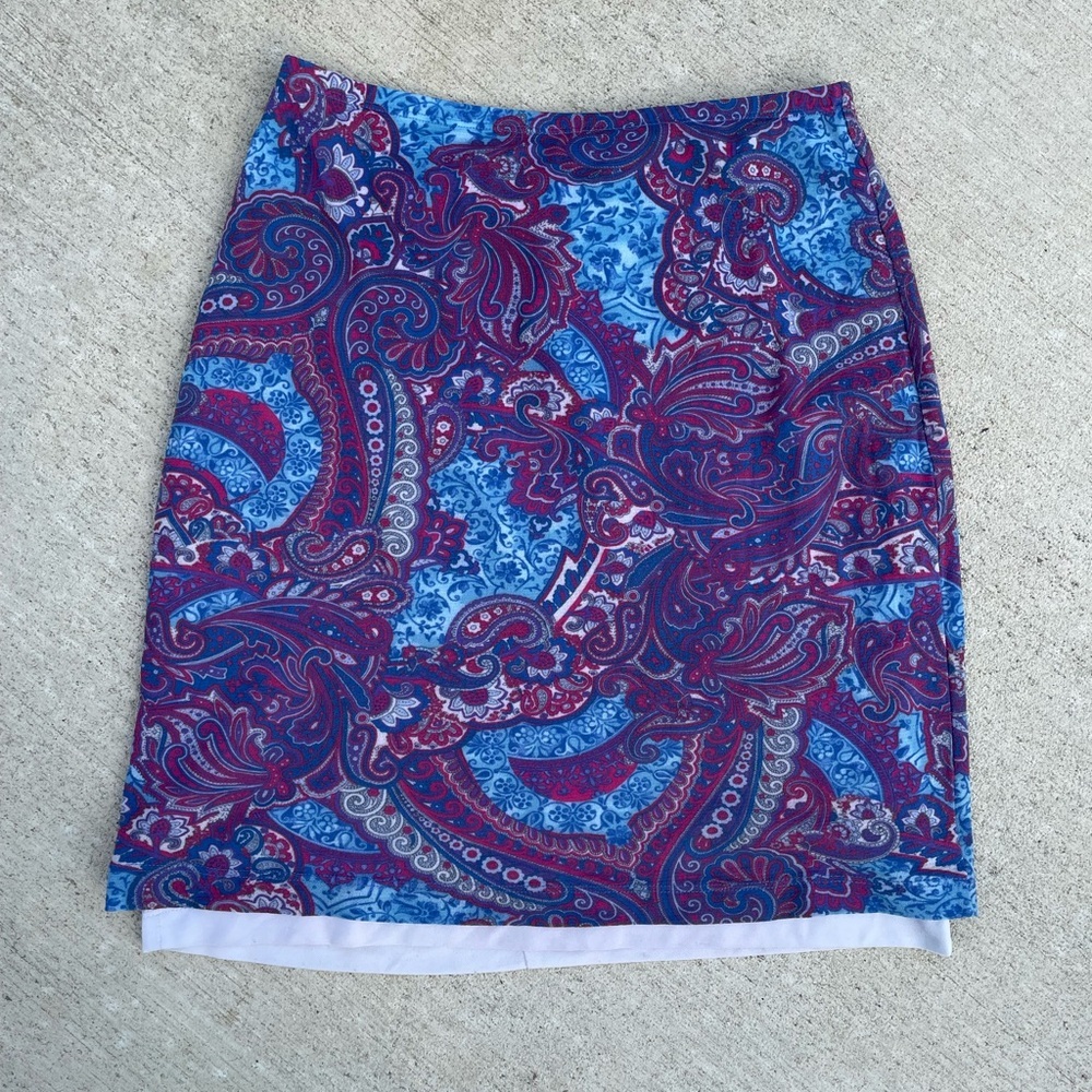 Vintage Y2K Guess USA Paisley Mini Skirt Blue Pink Made In USA S